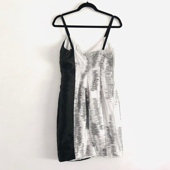Bibhu Mohapatra Mini Dress 4 Two Face Jacquard Silver Black Luxury Cocktail Silk - Picture 15 of 16